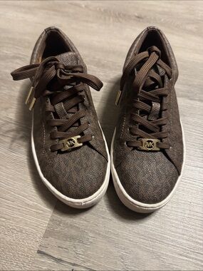 Michael Kors Brown Logo-Accent Lace-Up Sneakers